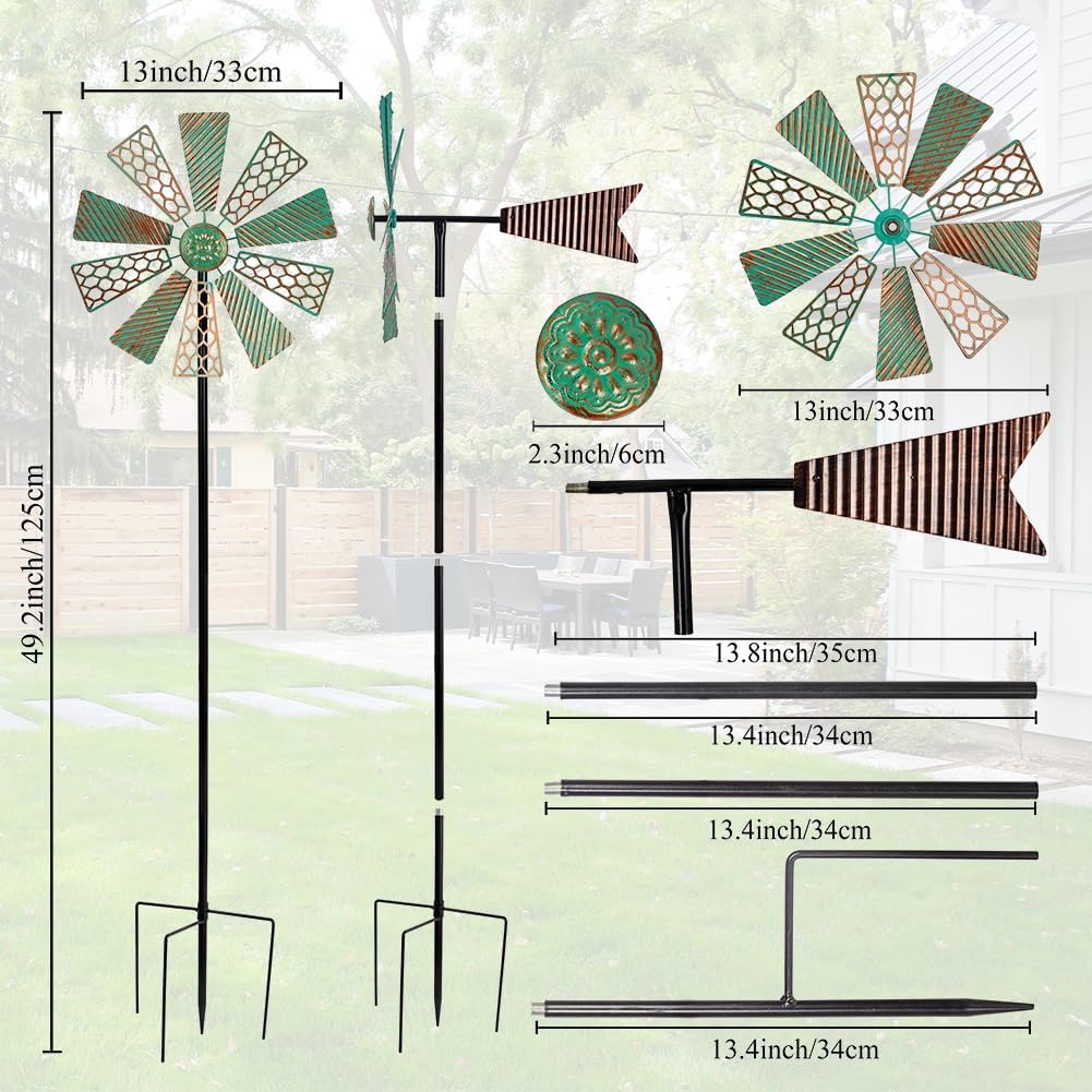 Viveta Wind Spinners Outdoor,13”Kinetic Wind Spinner Metal Vintage Windmill for Outdoor Garden