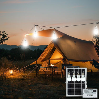Solar Powered Indoor & Outdoor Pendant Lights with 4 LED Bulbs, Each 5m Cord, Waterproof, 6000mAh