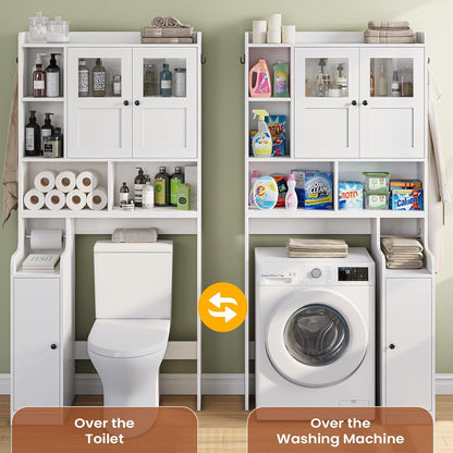 Itaar Over The Toilet Storage Cabinet, Over Toilet Bathroom Organizer with Glass Doors & Toilet