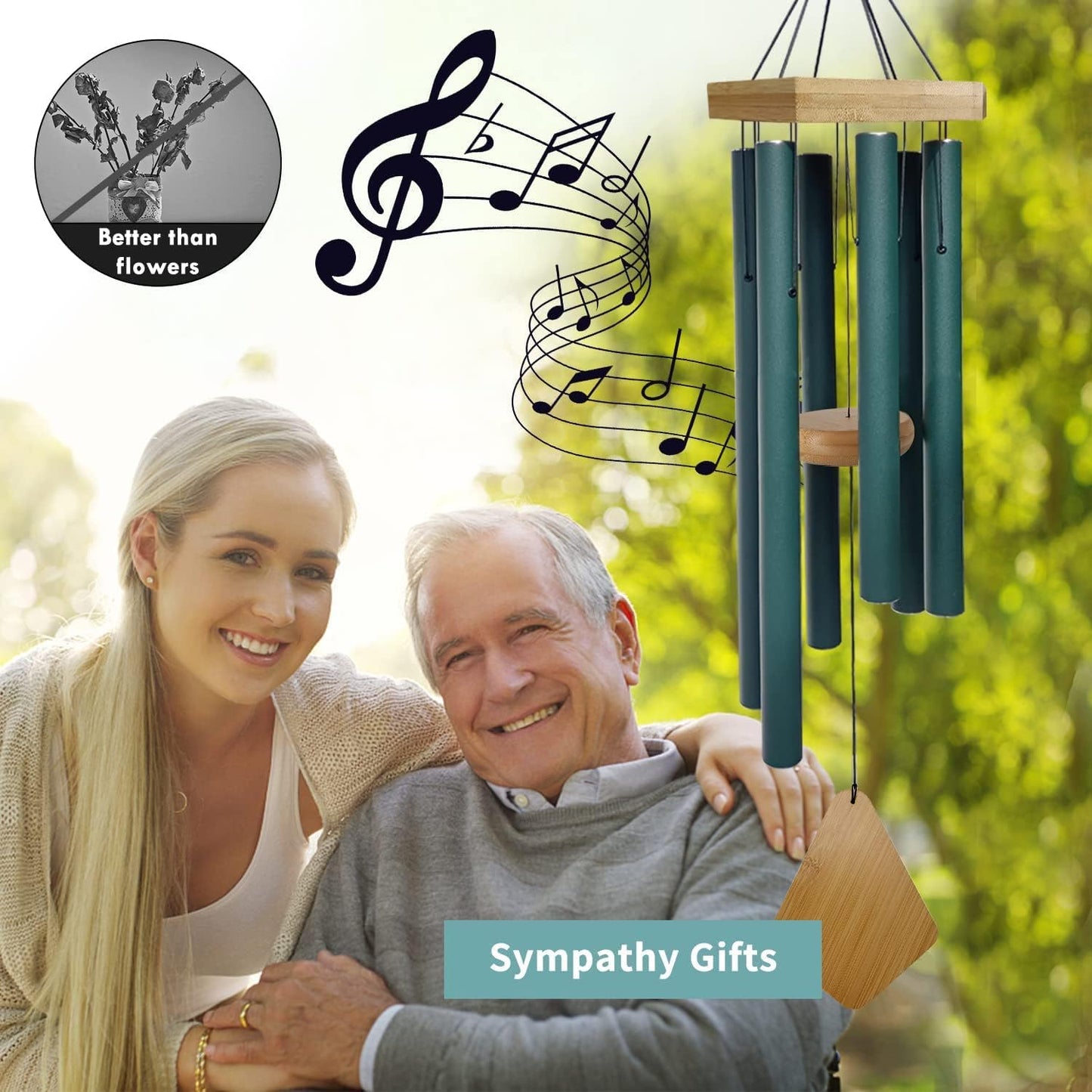 Wind Chimes Outdoor Deep Tone, Wind Chimes for Outside, Memorial Wind Chimes with Hook as Gifts for