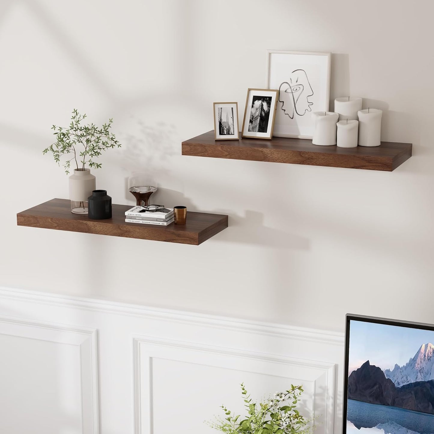 24 x 9 Floating Shelves, 9 Inch Deep Floating Shelf Wall Mounted, 24 Inch Bathroom Shelves Set of
