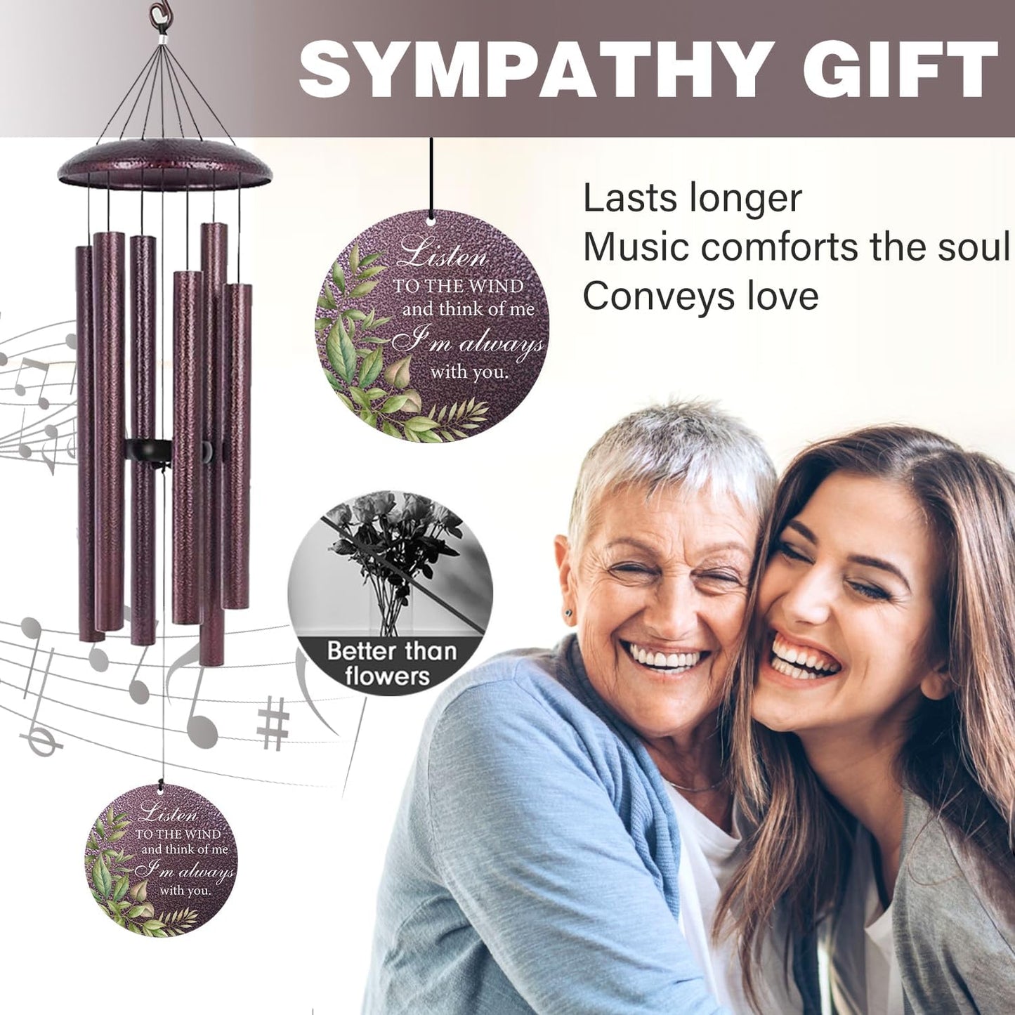 ASTARIN 36" Large Deep Tone Personalized Sympathy Wind Chimes, Memorial Wind Chime for Loss of