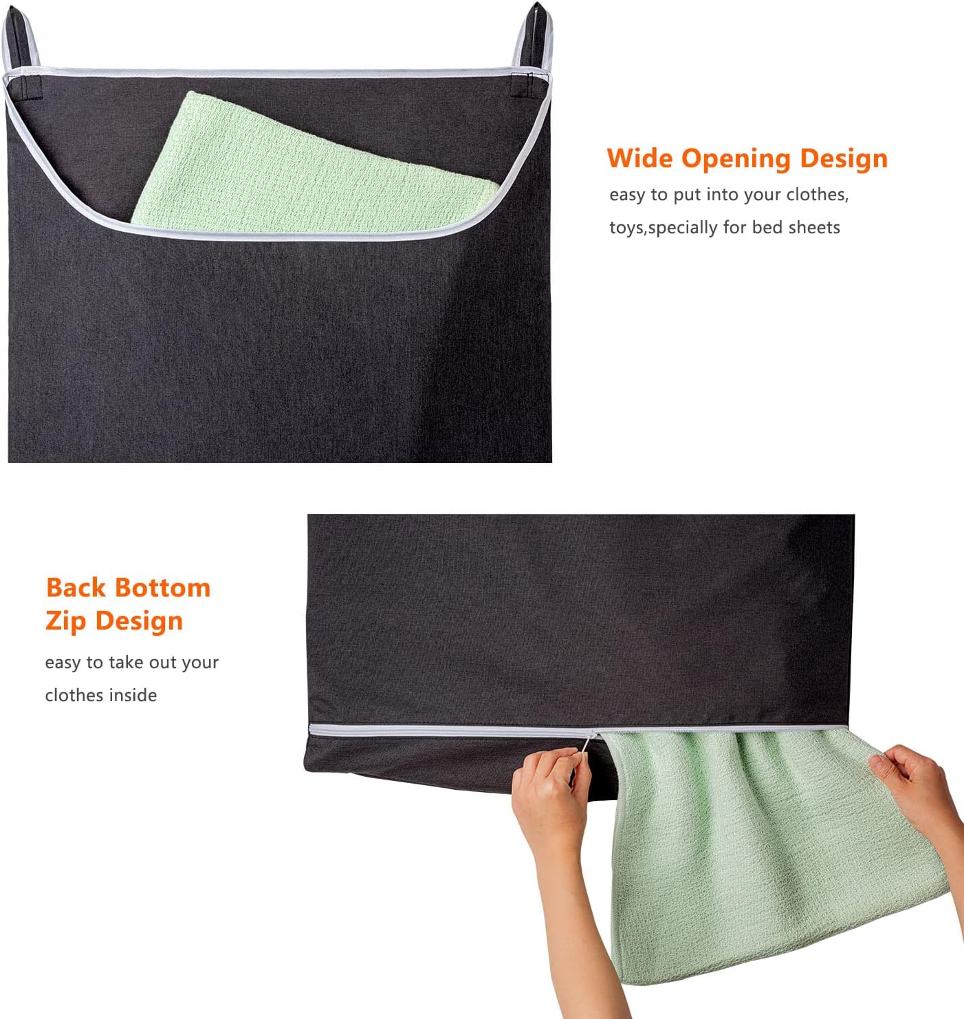 XL Hanging Laundry Hamper Bag, Black Door Hanging Hamper with Large Openging Hanging Laundry Hamper