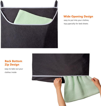 XL Hanging Laundry Hamper Bag, Black Door Hanging Hamper with Large Openging Hanging Laundry Hamper