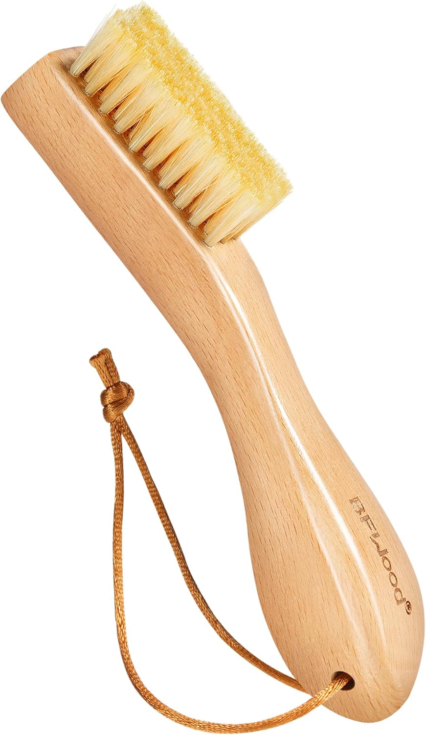 BFWood Laundry Stain Brush, Natural Soft Boar Bristles, Removes Tough Stains from Delicate Fabrics