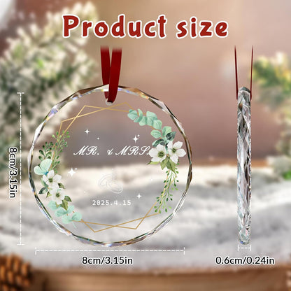 Custom Christmas Ornament Glass-Personalized Christmas Ornaments with Photo/Name/Date/Text,Wedding