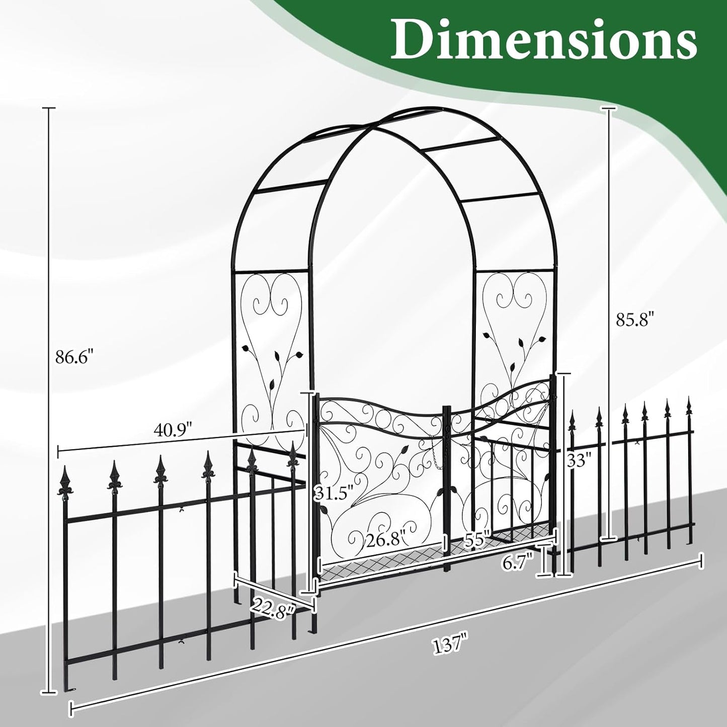 VINGLI Garden Arbor Arch, Wedding Arch Archway for Ceremony Party, Trellis for Plant Climbing