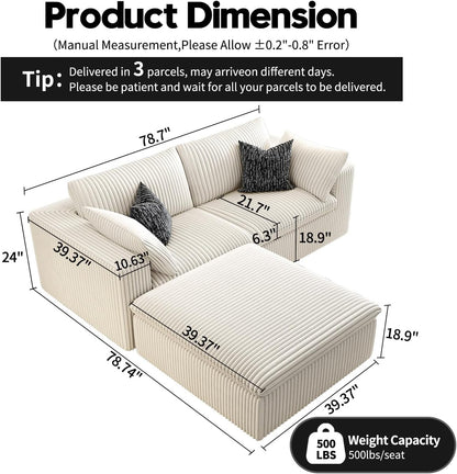 LoveSeat Cloud Couch Modular Sectional Sofa for Living Room,Modern Sofa with Deep Seat，2 Seater