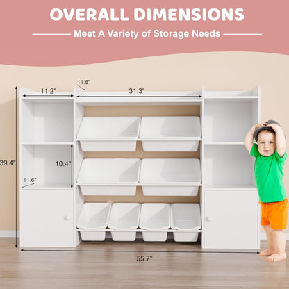 Xilingol Kids Toy Storage Organizer W/8 Removable Toy Bins, 4-Tier Toy Organizers W/6 Storage