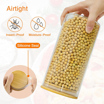 Glass Storage Jars 45 oz 4 Pcs Clear Glass Food Storage Containers with Airtight Bamboo Lid
