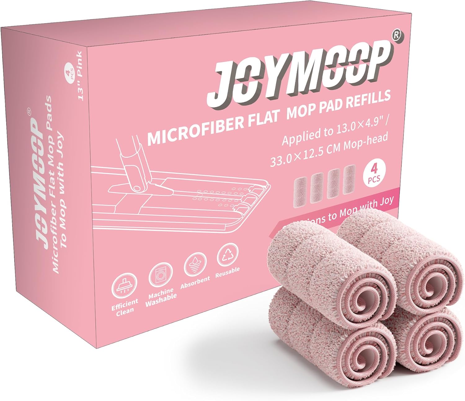 JOYMOOP Flat Mop Pads, Microfiber Mop Cleaning Pads, Washable Pads, Pads Replacement for Flat Mop