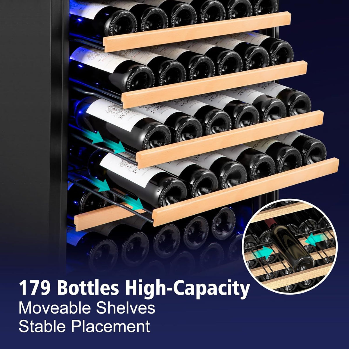 24 Inch Wine Cooler Refrigerator, 179 Bottles Professional Wine Cellars with Powerful