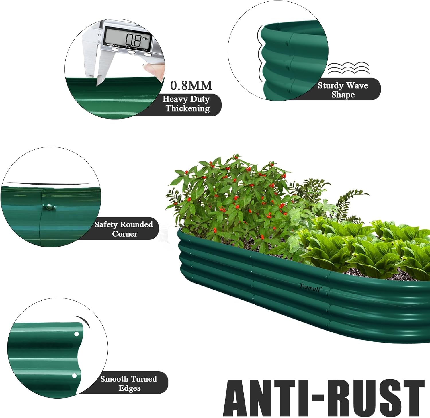 2 Pack 6x3x1FT Galvanized Raised Garden Bed Kit Oval Metal Ground Planter Box Outdoor Bottomless