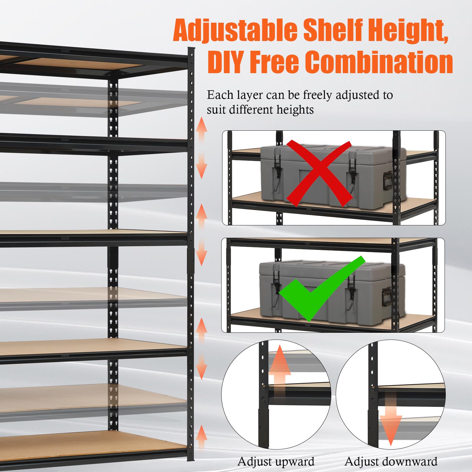 Heavy Duty Garage Shelving Units,5-Tier Adjustable Storage Shelves