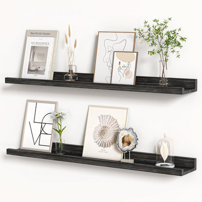 Floating Shelves for Wall, Picture Ledge Shelf 36 Inch Solid Wood Set of 2, Rustic Wall Shelves
