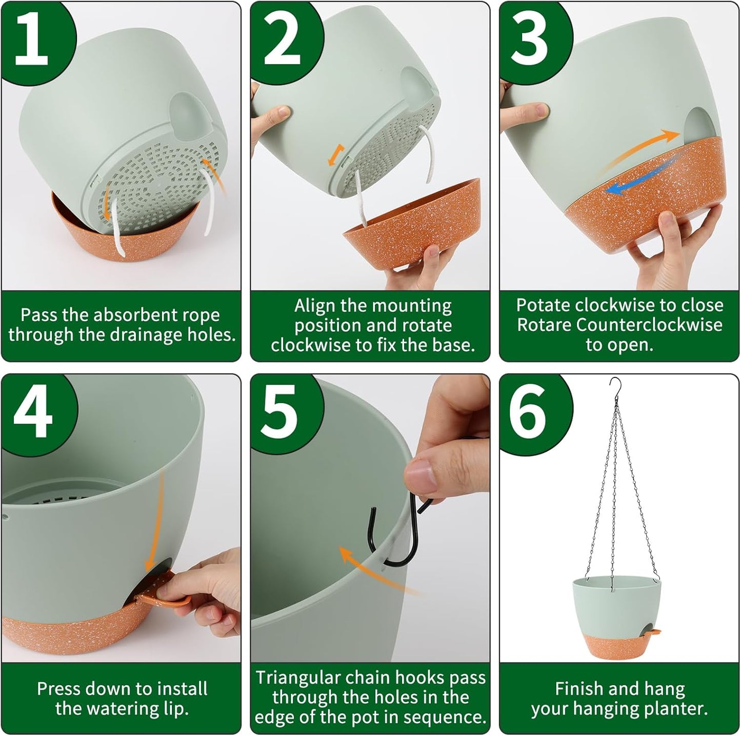 GARDIFE Hanging Planter, 10 inch Hanging planters for Indoor. Outdoor Plants, Self Watering Plant