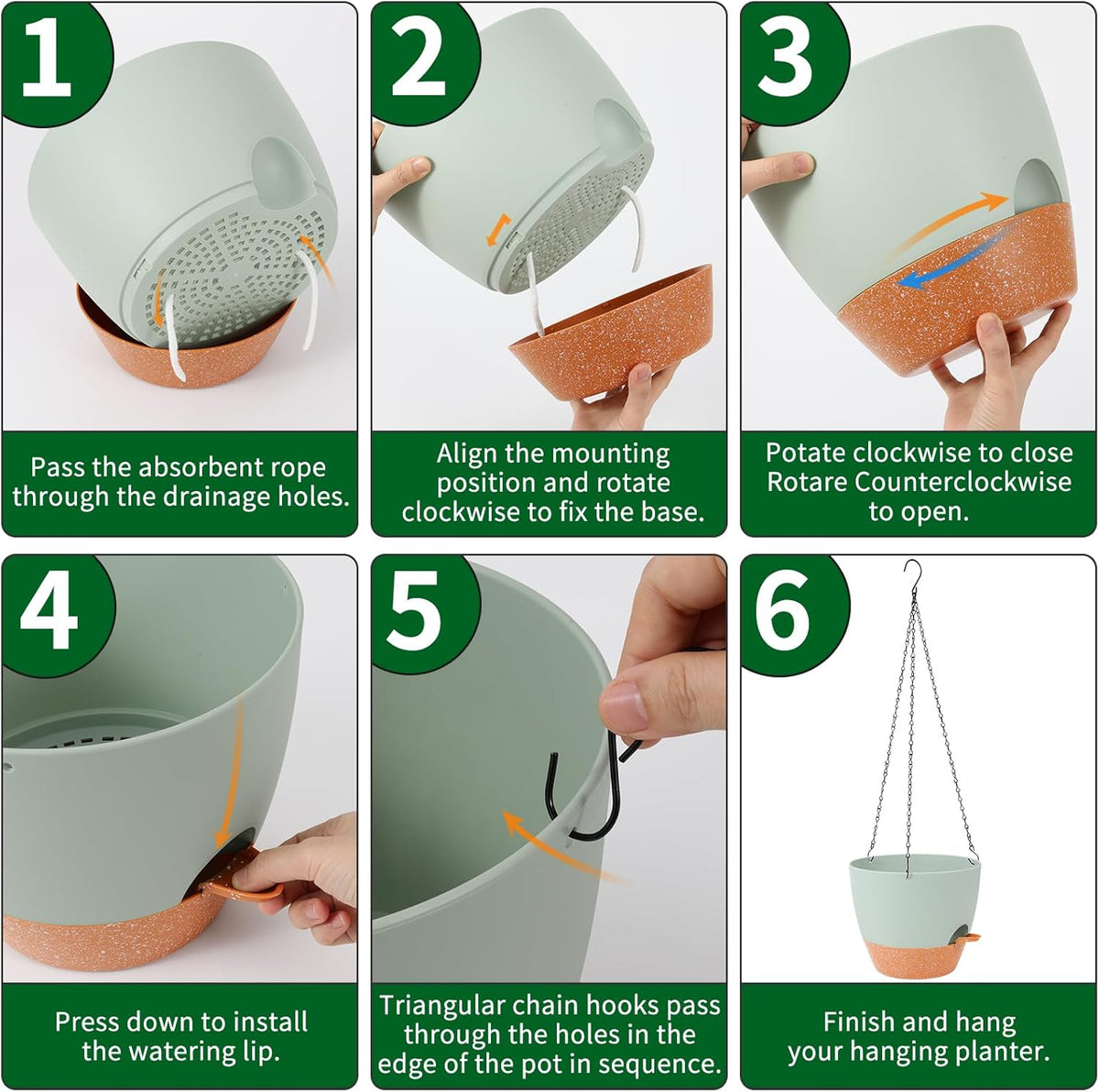 GARDIFE Hanging Planter, 10 inch Hanging planters for Indoor. Outdoor Plants, Self Watering Plant