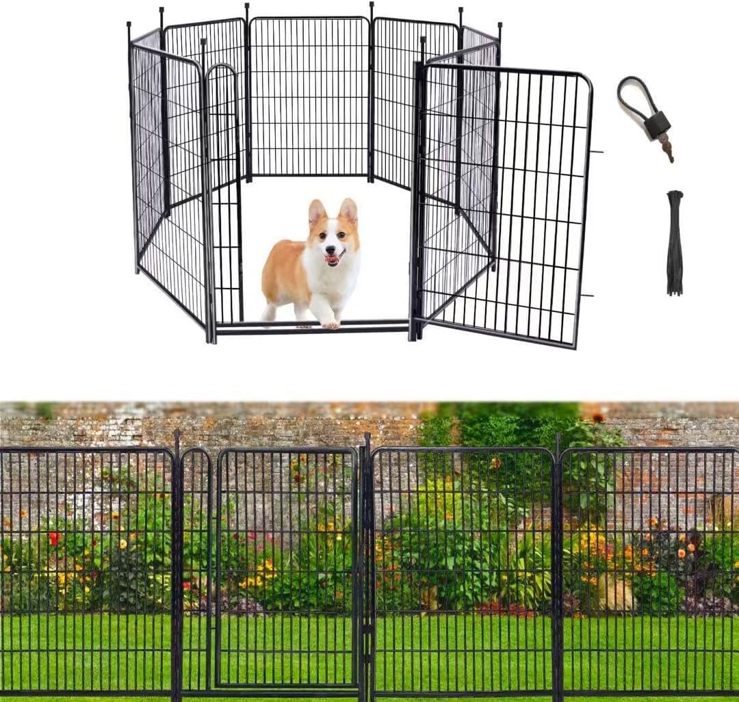 Tall Garden Fence, 52in High 6 Panels Total 13.3 Ft(L) Dog Fence Outdoor for Yard, 21 inches Wide