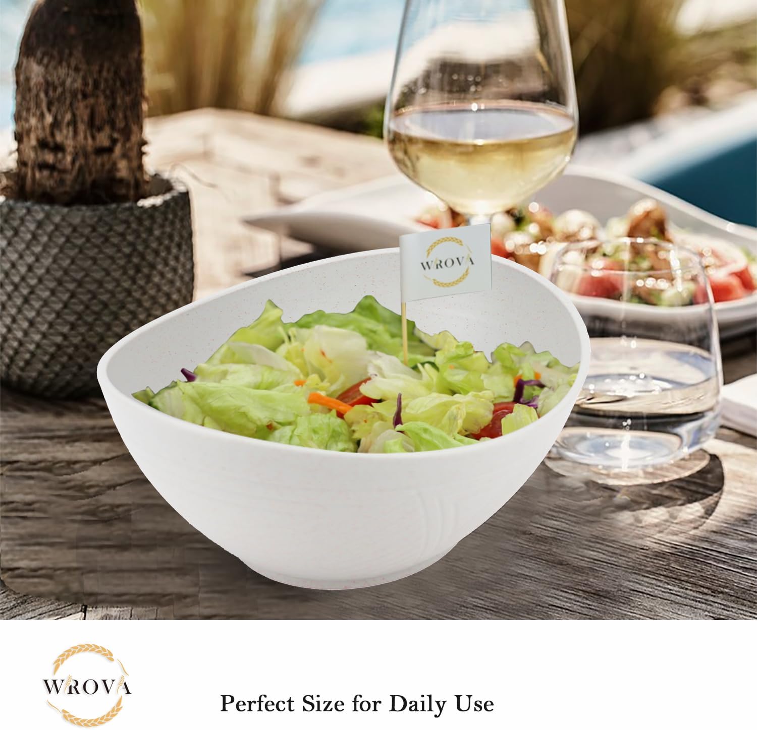 Wheat Straw Bowls Set of 2 with Textured Pattern,Unbreakable Large Salad Bowls,Plastic Bowls