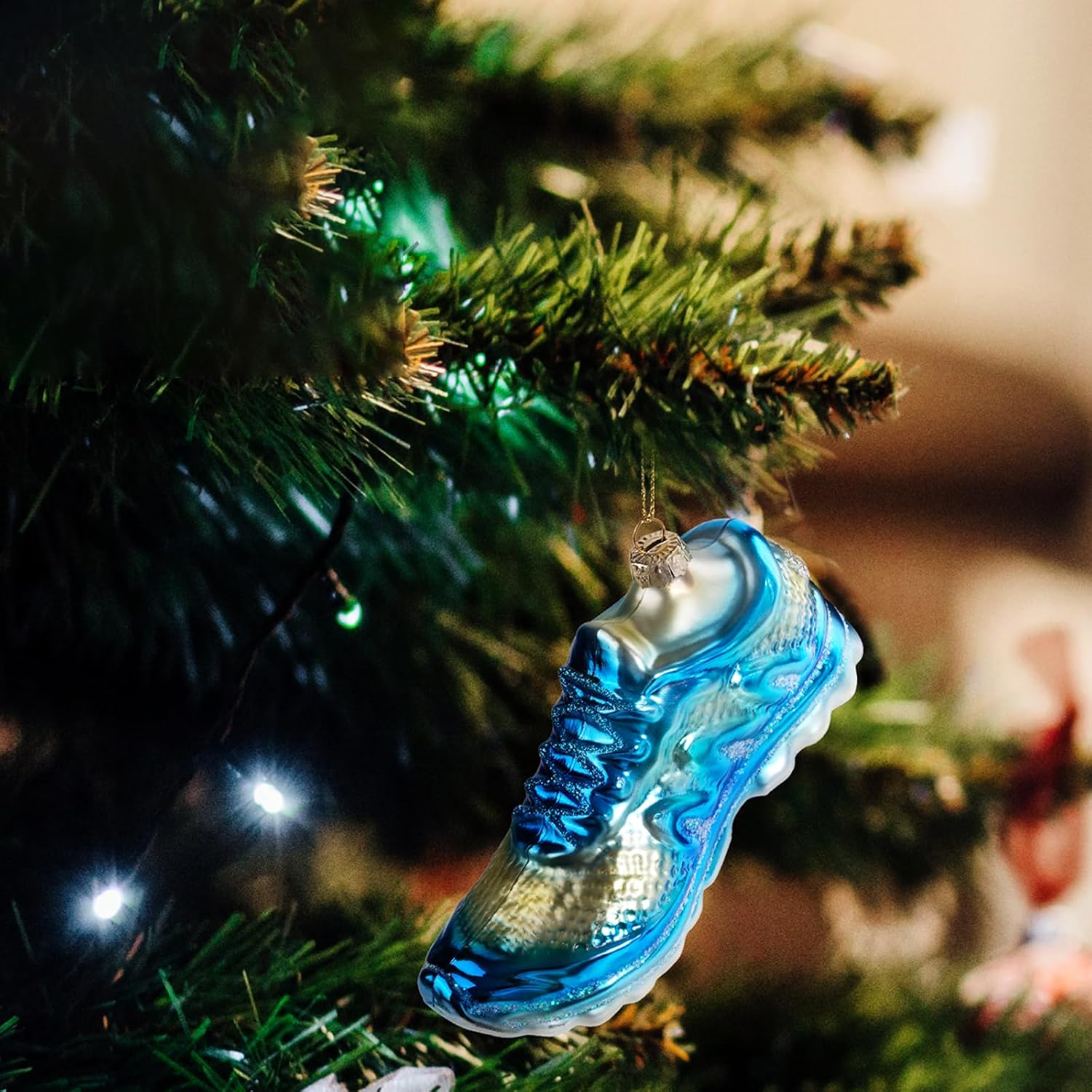 Hanging Christmas Ornaments, 2025 Glass Blown Christmas Tree Ornaments, Blue Christmas Tree