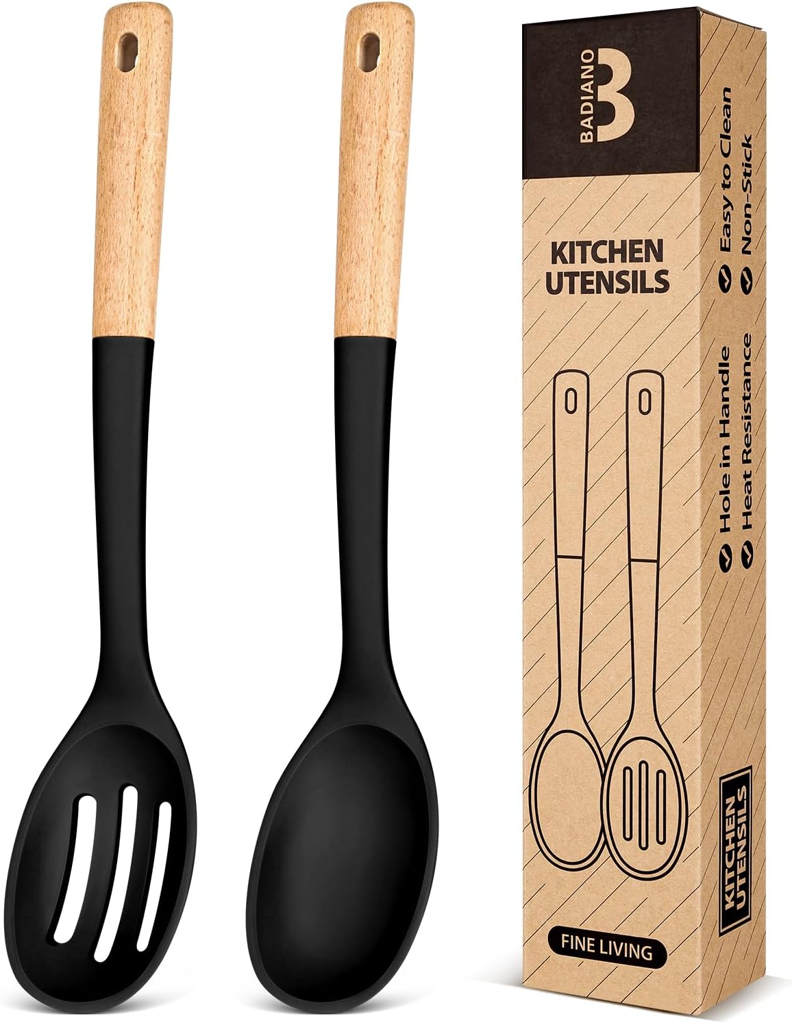 Silicone Cooking Spoons, Great for Scooping Sides and Serving Hearty Stews, BPA-Free Matte