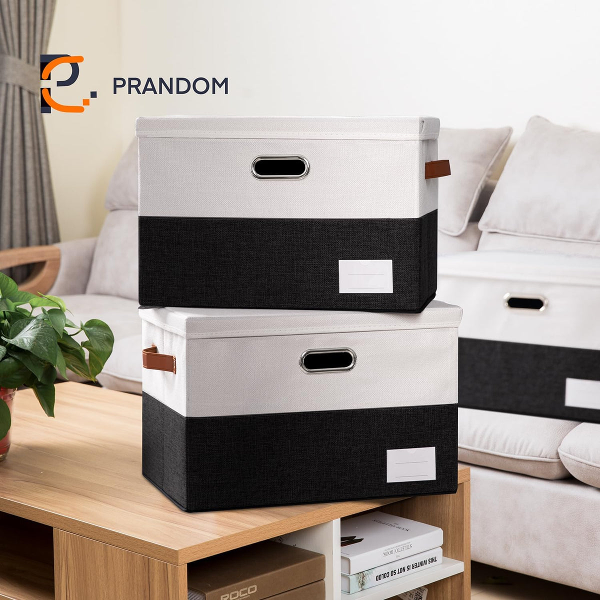 PRANDOM Foldable Storage Bins with Lids [3-Pack] Fabric Collapsible Storage Boxes Baskets Cubes