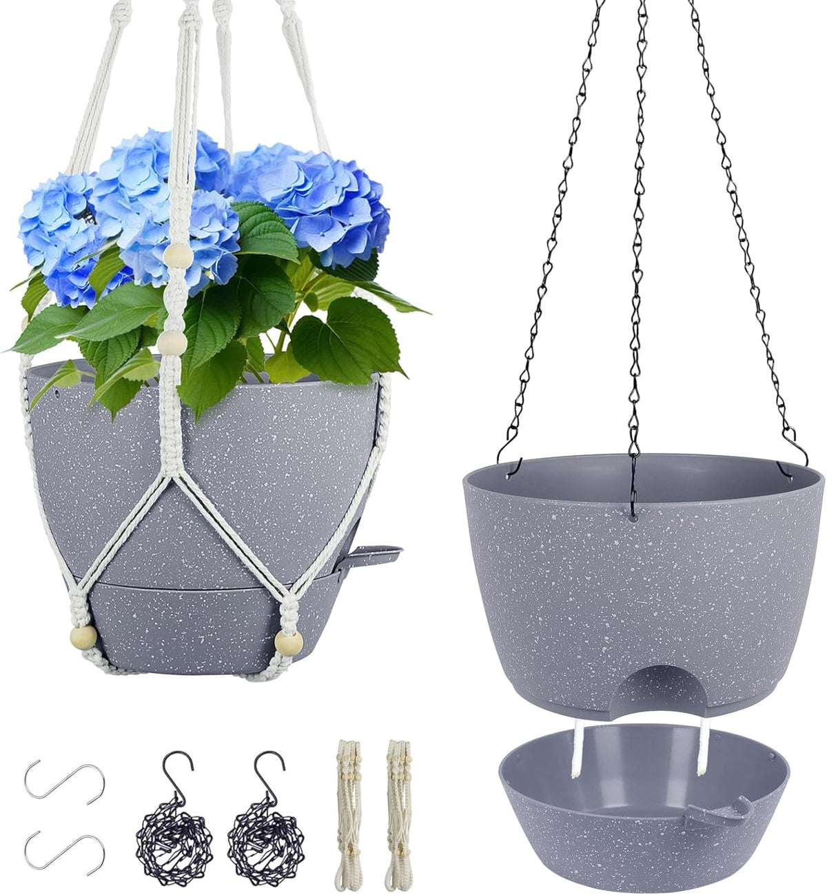 Self Watering Hanging Planters 10 inch, 2 Pack Hanging Flower Pots for Indoor Outdoor Plants
