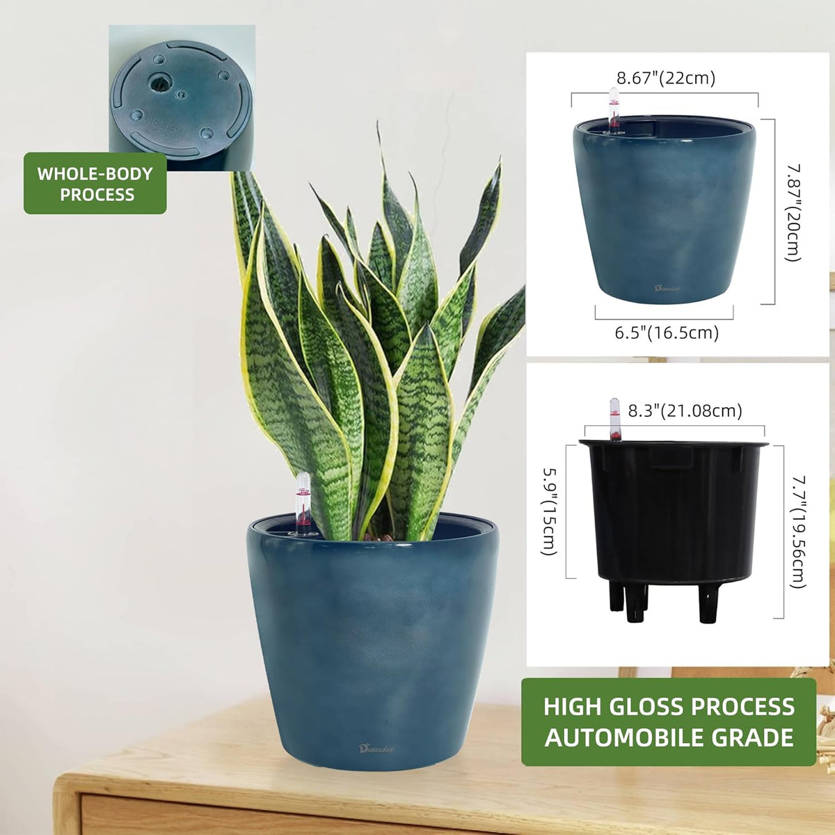 Dexceder 9x8 Inches Self Watering Planter Indoor Outdoor, Inner Pot Design, Thickened Table Flower