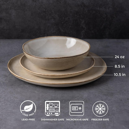 AmorArc Ceramic Dinnerware Sets,Handmade Reactive Glaze Stonewre Plates and Bowls Sets,Highly Chip