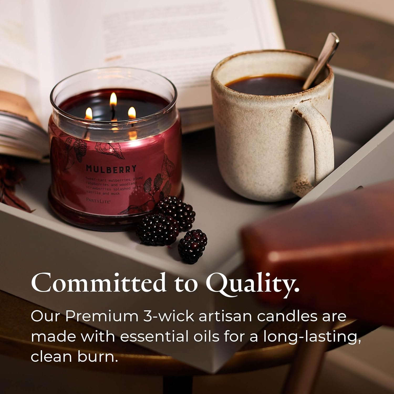 PartyLite Mulberry Scented, Notes of Tart Black Currant, Sweet Blackberry, Juicy Mulberry & Jewels