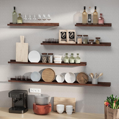 SAUMONIERES Picture Ledge Shelf Floating Book Shelves Set of 2 Wall Mounted Solid Wood for Bedroom