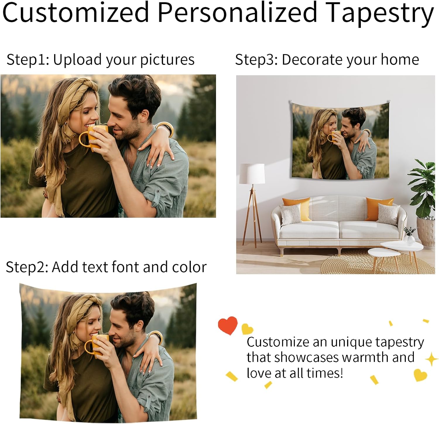 Custom Tapestry For Wall Bedroom Custom Backdrop Personalized Image Text Photo Customized Funny