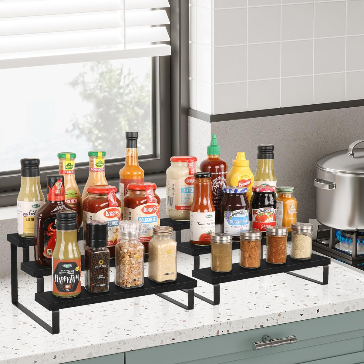 YINMIT Wooden Display Riser Stand, Tiered Perfume and Cologne Organizer Stand, 3 Tier Spice Rack