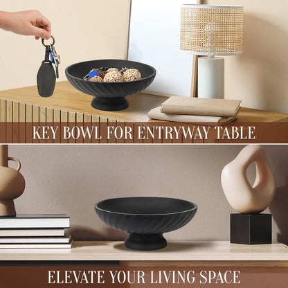 Large Resin Pedestal Decorative Bowl - Modern Fruit Bowl for Kitchen Counter - Handicraft Bowls for