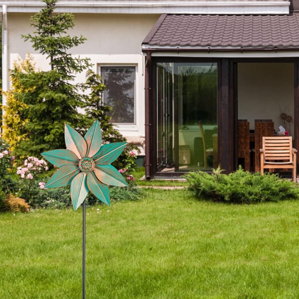 DREAMYSOUL Pinwheels for Yard and Garden, 38 Inches Metal Kinetic Wind Spinner for Outdoor Garden