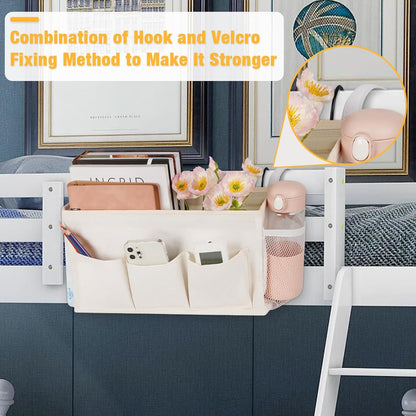 Bedside Caddy Bedside Organizer Bedside Storage Caddy with Fixed Straps and Water Bottle Holder for