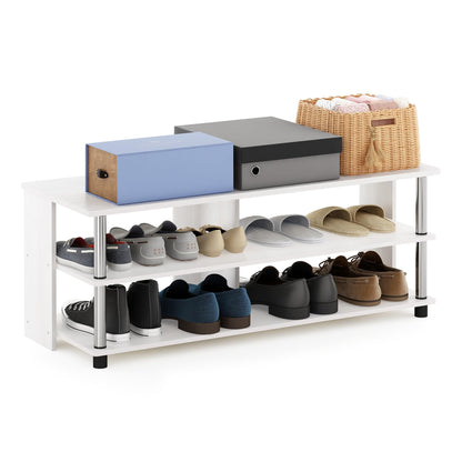 Furinno Turn-N-Tube Shoe Rack, 3-Tier Shoe Organizer, Compact Shoe Storage with Open Shelves and