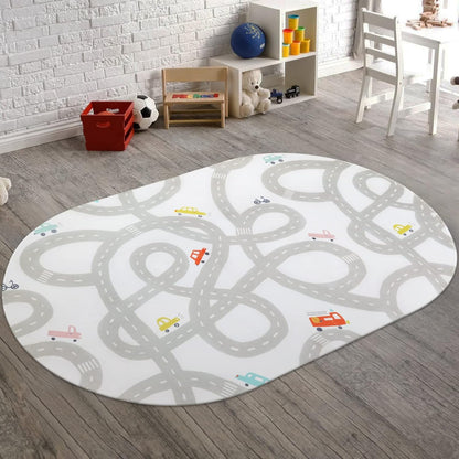 STARUIA Road Traffic Kids Rug Children Playing with Cars Playmat 3x5 Ft, Washable Play Carpet for
