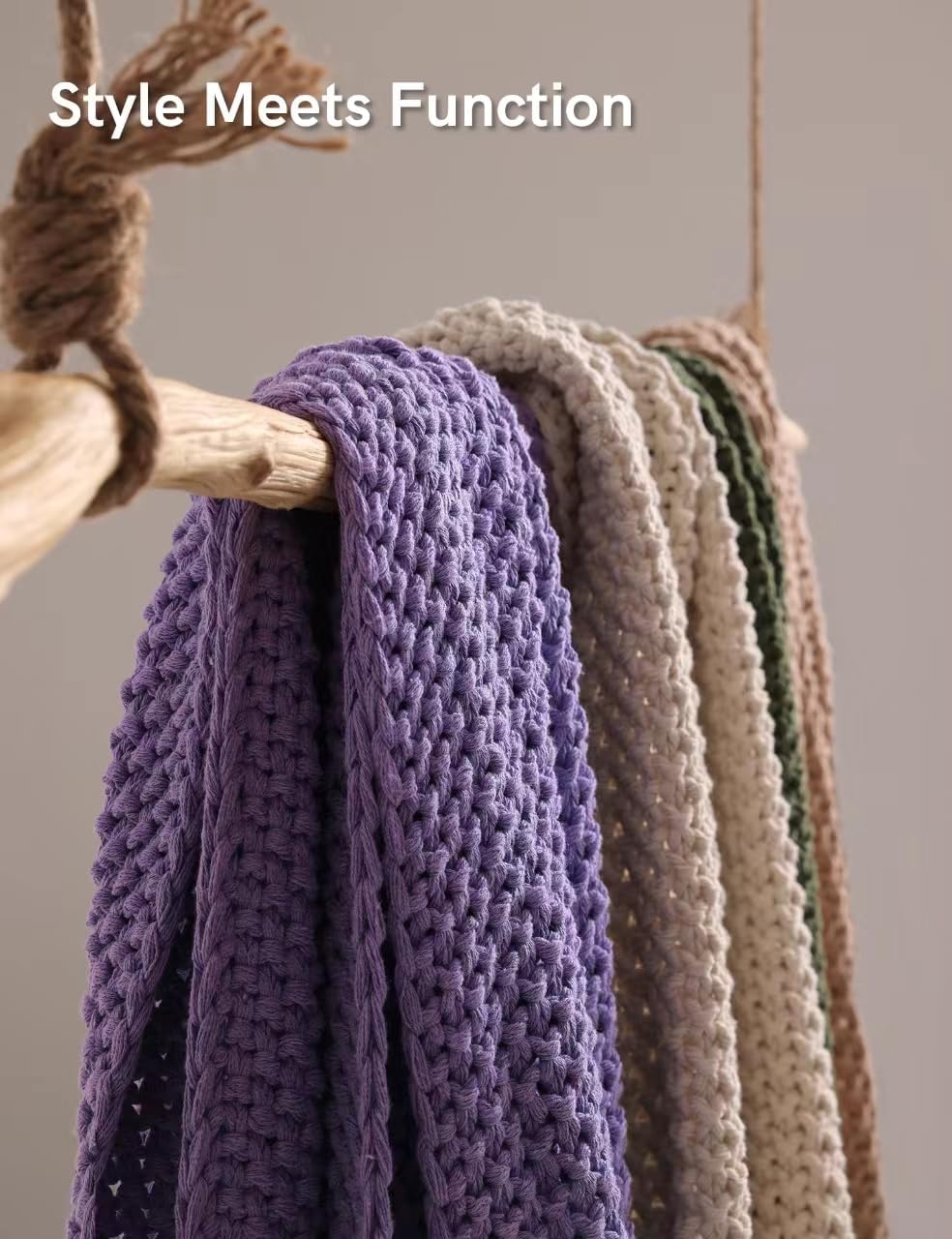 YnM Chunky Cotton Knit Throw Blanket, Cable Knit Throws for Bed Couch Sofa, Comfy & Relaxing