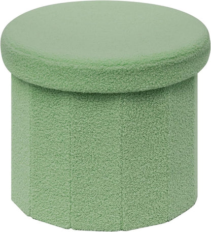 B FSOBEIIALEO Storage Ottoman Cube, Round Ottomans with Storage Foot Stool Footrest for Lving Room