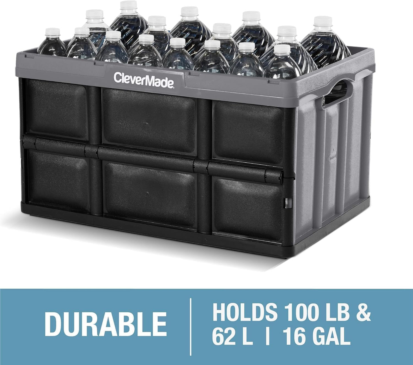 CleverMade Collapsible Storage Bins, 62L, 3 Pack Foldable Storage, Ocean