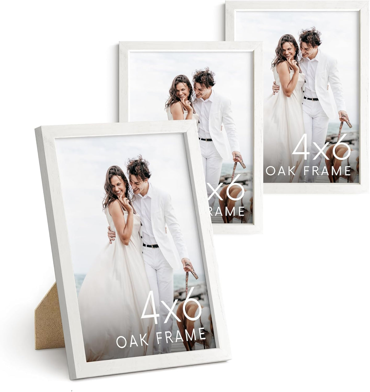 HAUS AND HUES Solid Oak 4x6 Picture Frame for Wall or Tabletop Set of 3-4x6 Picture Frame Collage