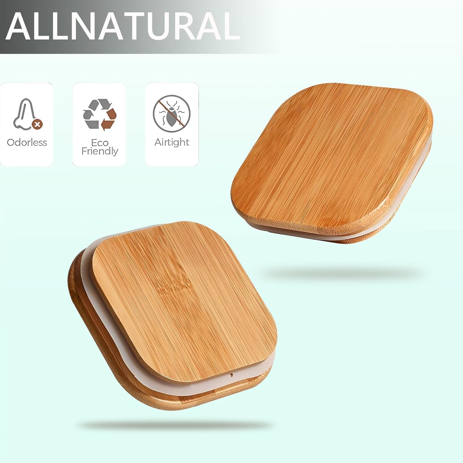 Square Glass Jars Canister with Wood Lid 37 FL OZ [Set of 4], Container Jar with Sealing, Lids for