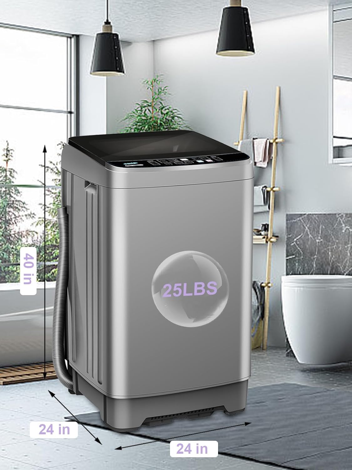 Full-Automatic Washing Machine 25 lbs Portable Washer 10 Wash Program & 8 Water Level with LED