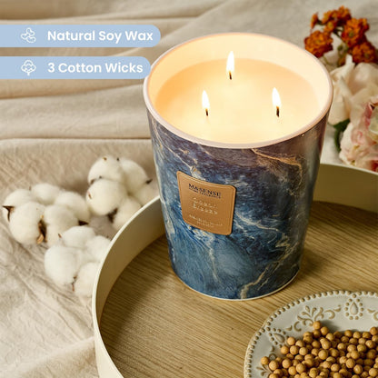 M&SENSE Ocean Breeze Scented Candles for Home, 3-Wick Highly Scented Jar Candles, 35 Oz 150 Hours