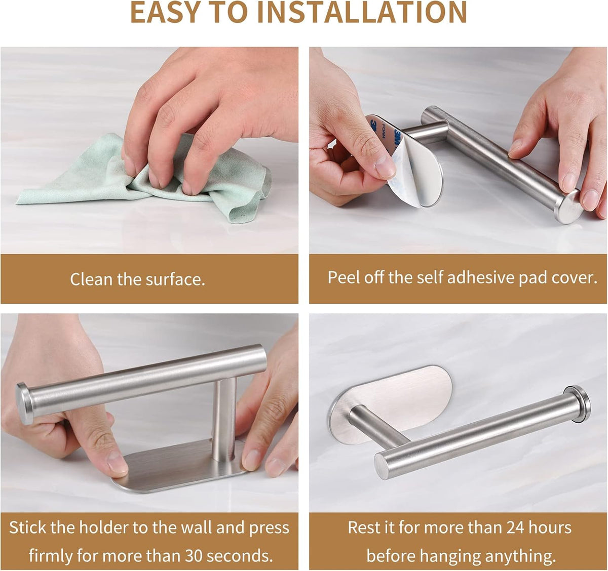 Toilet Paper Holder,Brushed Nickel,Wall Mount, Upgraded Adhesive Toilet Roll Holder,no