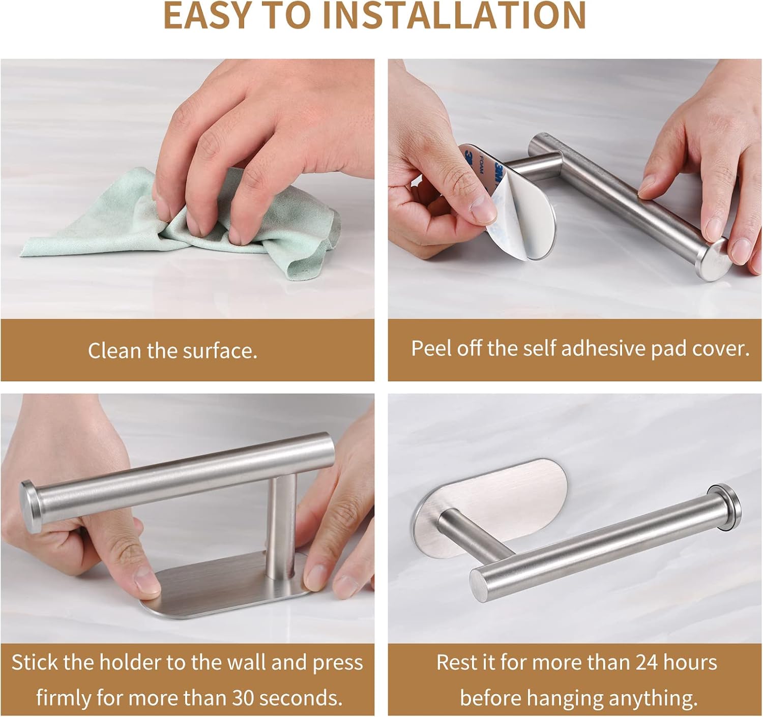 Toilet Paper Holder,Brushed Nickel,Wall Mount, Upgraded Adhesive Toilet Roll Holder,no