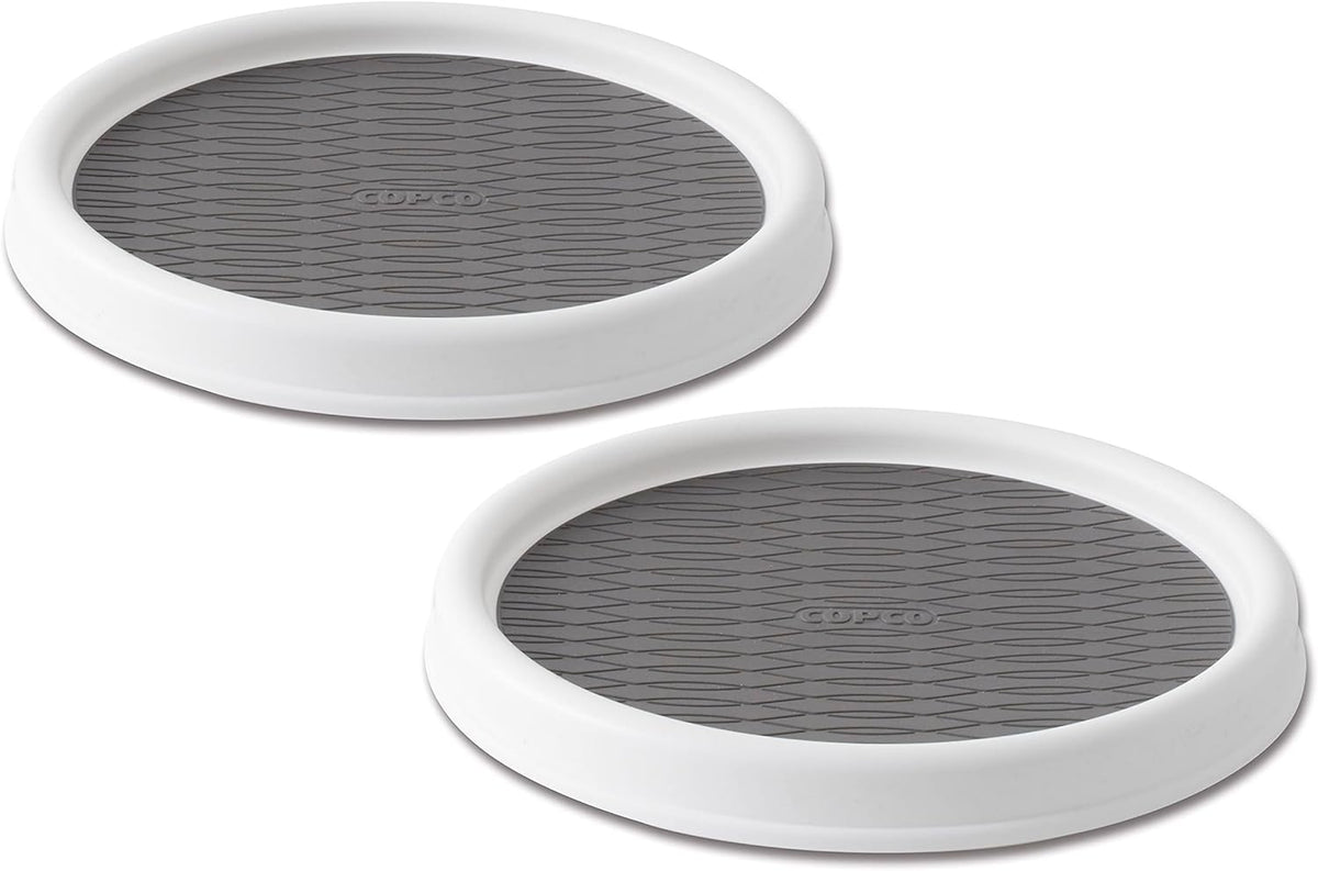 Copco 9 Inch Non Skid Pantry Cabinet Lazy Susan Turntable, Set of 2, Spinning Organizer for