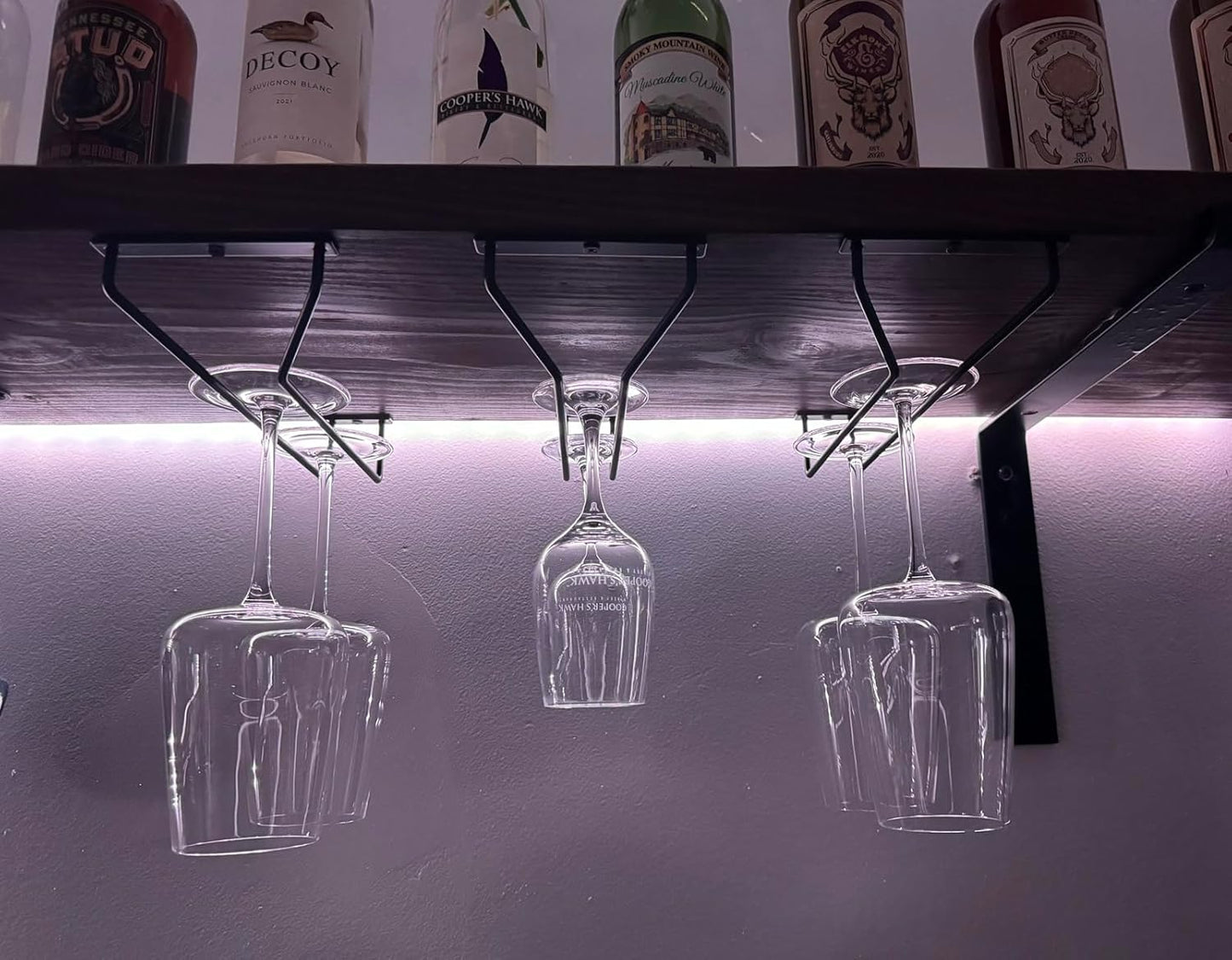 10.8 Inch Black Wine Glass Rack, Under Cabinet Wine Glass Holder Stainless Steel Stemware Rack