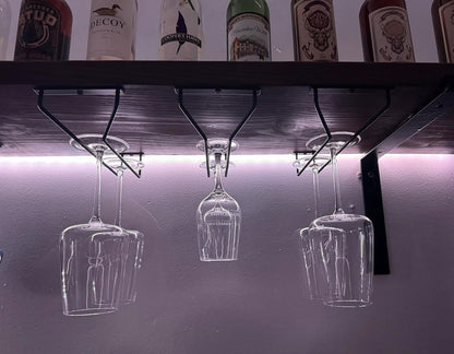 10.8 Inch Black Wine Glass Rack, Under Cabinet Wine Glass Holder Stainless Steel Stemware Rack